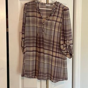 New York and Company Purple Plaid Tunic